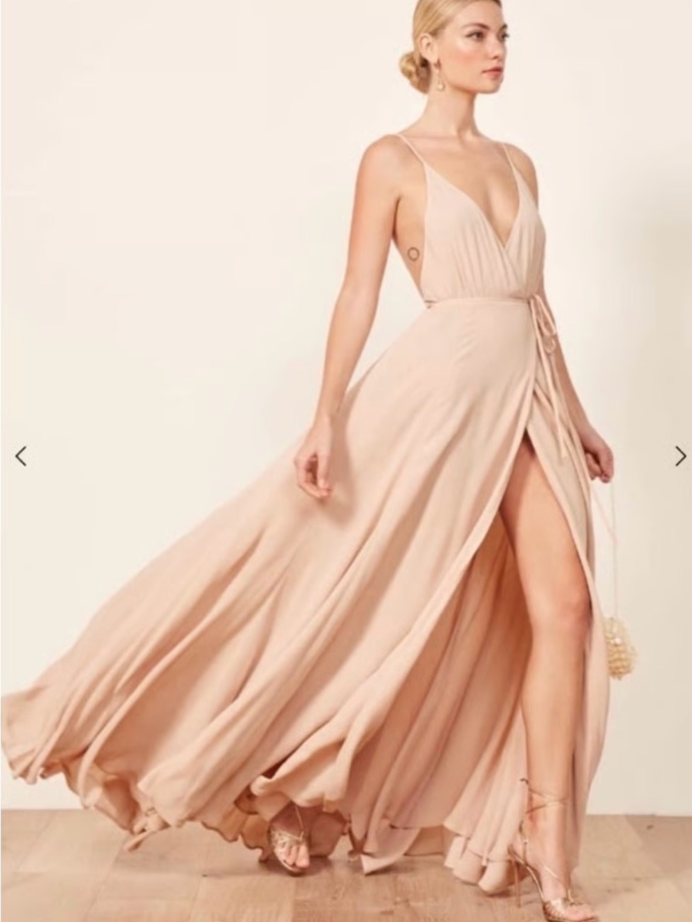 Reformation Callalily Backless Wrap Maxi Dress Blush Pink Size 0